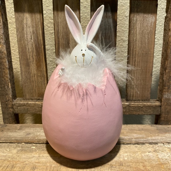 Easter Bunny Decor Set of 2, Bunnies Hatching In Easter Eggs Resin Decor - Picture 12 of 13